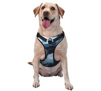 Kuilepa No Pull Dog Harness Adjustable Reflective Oxford Easy Control Medium Large Dog Harness,X-Large,Blue Thunder Storm Dragon