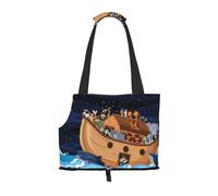 Kuilepa Ocean Scene with Noah's Ark Print Dog Carrier for Small Dogs,Soft Sided Pet Carrier Bag with Pockets,Portable Medium Dog Puppy Large Cat Travel Handbag Tote for Hiking Traveling Outdoor