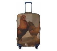 Kuilepa Oil Painting Chicken And Duck Print Luggage Covers For Suitcase,Elastic Washable & Stretchable Suitcase Covers For Luggage, Anti-Scratch - Fits 18-32 Inch Luggage-No Luggage Included, Black, L