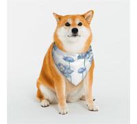 Kuilepa Pale Blue Lotus Flowers Print Dog Bandana Birthday Gift Washable Bandana Scarf for Small to Large Dog Puppy Cat-Small