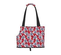 Kuilepa Palm Tree Pattern On Red Print Dog Carrier for Small Dogs,Soft Sided Pet Carrier Bag with Pockets,Portable Medium Dog Puppy Large Cat Travel Handbag Tote for Hiking Traveling Outdoor