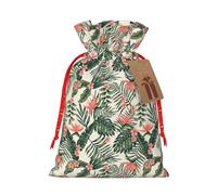 Kuilepa Palm Trees And Tropical Print Linen Burlap Bags With Gift Tags,Gift Bags Wedding Party,Christmas Birthday Presents For Party Home Supplies