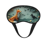 Kuilepa Paper Fox Crow Fantasy Print Sleep Eye Mask for Men Women,Light Blocking Night Blindfold,Soft Eye Shade Cover for Travel