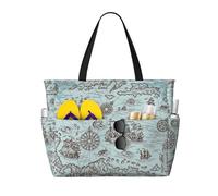Kuilepa Pirate Adventure Map Print Beach Pool Bags Tote For Women Ladies Large Gym Tote Carry On Bag For Weekender Travel Waterproof