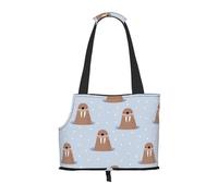 Kuilepa Playful Walrus Wonders Print Dog Carrier for Small Dogs,Soft Sided Pet Carrier Bag with Pockets,Portable Medium Dog Puppy Large Cat Travel Handbag Tote for Hiking Traveling Outdoor