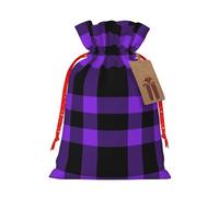 Kuilepa Purple Buffalo Plaid Print Linen Burlap Bags With Gift Tags,Gift Bags Wedding Party,Christmas Birthday Presents For Party Home Supplies