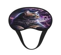 Kuilepa Purple Moon Cat Print Sleep Eye Mask for Men Women,Light Blocking Night Blindfold,Soft Eye Shade Cover for Travel