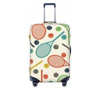 Kuilepa Racket And Tennis Ball Print Luggage Covers For Suitcase,Elastic Washable & Stretchable Suitcase Covers For Luggage, Anti-Scratch - Fits 18-32 Inch Luggage-No Luggage Included, Black, L