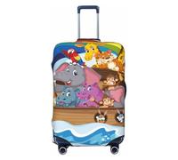 Kuilepa Rainbow Animals On Noah'S Ark Print Luggage Covers For Suitcase,Elastic Washable & Stretchable Suitcase Covers For Luggage, Anti-Scratch - Fits 18-32 Inch Luggage-No Luggage Included, Black, S