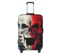 Kuilepa Red And White Screaming Demon Skull Print Luggage Covers For Suitcase,Elastic Washable & Stretchable Suitcase Covers For Luggage, Anti-Scratch - Fits 18-32 Inch Luggage-No Luggage Included