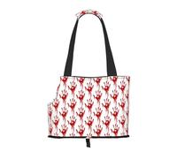 Kuilepa Red Bloody Scary Hands Print Dog Carrier for Small Dogs,Soft Sided Pet Carrier Bag with Pockets,Portable Medium Dog Puppy Large Cat Travel Handbag Tote for Hiking Traveling Outdoor