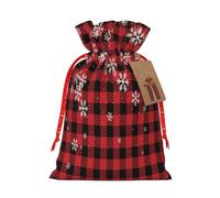 Kuilepa Red Buffalo Plaid Print Linen Burlap Bags With Gift Tags,Gift Bags Wedding Party,Christmas Birthday Presents For Party Home Supplies