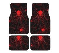 Kuilepa Red Spider On The Web Print Universal Fit Carpet Floor Mats for SUV,Vans,Sedans,Trucks,Set of 4pcs
