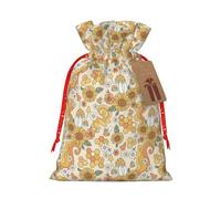 Kuilepa Retro 70s 60s Flower Print Linen Burlap Bags With Gift Tags,Gift Bags Wedding Party,Christmas Birthday Presents For Party Home Supplies