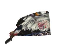 Kuilepa Retro American Eagle Print Working Caps With Sweatband Adjustable Working Hats Elastic Scrub Hats Nurse Scrub Cap Nurse Hats