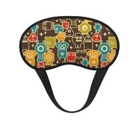 Kuilepa Robot and Monsters Print Sleep Eye Mask for Men Women,Light Blocking Night Blindfold,Soft Eye Shade Cover for Travel