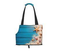 Kuilepa Shells and Starfish Print Dog Carrier for Small Dogs,Soft Sided Pet Carrier Bag with Pockets,Portable Medium Dog Puppy Large Cat Travel Handbag Tote for Hiking Traveling Outdoor