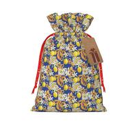 Kuilepa Sicilian Style Print Linen Burlap Bags With Gift Tags,Gift Bags Wedding Party,Christmas Birthday Presents For Party Home Supplies