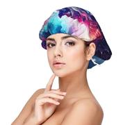 Kuilepa Silk Bonnet Satin Bonnet For Sleeping Women And Men,Double Layer Hair Bonnet For Curly Braids Hair(Starry Multicolored Wolf)