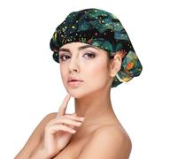 Kuilepa Silk Bonnet Satin Bonnet For Sleeping Women And Men,Double Layer Hair Bonnet For Curly Braids Hair(Mystical Black Cat Fireflies)