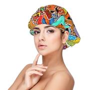 Kuilepa Silk Bonnet Satin Bonnet For Sleeping Women And Men,Double Layer Hair Bonnet For Curly Braids Hair(Dancing African Womans)
