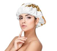 Kuilepa Silk Bonnet Satin Bonnet For Sleeping Women And Men,Double Layer Hair Bonnet For Curly Braids Hair(Christmas Gnomes In Leopard)