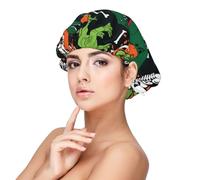 Kuilepa Silk Bonnet Satin Bonnet For Sleeping Women And Men,Double Layer Hair Bonnet For Curly Braids Hair(Dinosaur Skeleton)