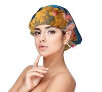 Kuilepa Silk Bonnet Satin Bonnet For Sleeping Women And Men,Double Layer Hair Bonnet For Curly Braids Hair(Bluebird Blossom Elegance)