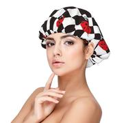 Kuilepa Silk Bonnet Satin Bonnet For Sleeping Women And Men,Double Layer Hair Bonnet For Curly Braids Hair(Ladybugs Of Black And White Checkers)