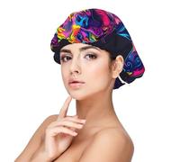 Kuilepa Silk Bonnet Satin Bonnet For Sleeping Women And Men,Double Layer Hair Bonnet For Curly Braids Hair(Neon Pop Art Pitbull)