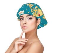 Kuilepa Silk Bonnet Satin Bonnet For Sleeping Women And Men,Double Layer Hair Bonnet For Curly Braids Hair(World Map With Landmarks)