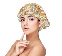 Kuilepa Silk Bonnet Satin Bonnet For Sleeping Women And Men,Double Layer Hair Bonnet For Curly Braids Hair(Retro 70s 60s Flower)