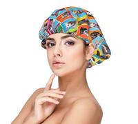 Kuilepa Silk Bonnet Satin Bonnet For Sleeping Women And Men,Double Layer Hair Bonnet For Curly Braids Hair(Cute Dogs Collage)