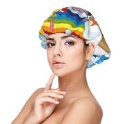 Kuilepa Silk Bonnet Satin Bonnet For Sleeping Women And Men,Double Layer Hair Bonnet For Curly Braids Hair(Rainbow Animals On Noah'S Ark)