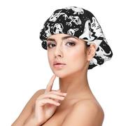 Kuilepa Silk Bonnet Satin Bonnet For Sleeping Women And Men,Double Layer Hair Bonnet For Curly Braids Hair(Black White Spooky Ghosts)