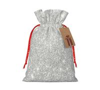 Kuilepa Silver Glitter Print Linen Burlap Bags With Gift Tags,Gift Bags Wedding Party,Christmas Birthday Presents For Party Home Supplies