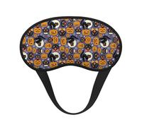 Kuilepa Spooky Cats and Halloween Pumpkins Print Sleep Eye Mask for Men Women,Light Blocking Night Blindfold,Soft Eye Shade Cover for Travel
