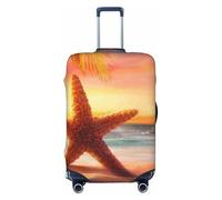 Kuilepa Starfish Sunset Sea Beach Print Luggage Covers For Suitcase,Elastic Washable & Stretchable Suitcase Covers For Luggage, Anti-Scratch - Fits 18-32 Inch Luggage-No Luggage Included, Black, L