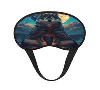 Kuilepa Starry Sky Moon Wolf Leader Print Sleep Eye Mask for Men Women,Light Blocking Night Blindfold,Soft Eye Shade Cover for Travel