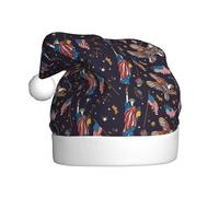 Kuilepa Statue Of Liberty Eagle Print Christmas Hat,Santa Hat,Xmas Holiday Hat For Adults,Thickened Santa Hats For Christmas New Year Holiday Party Supplies