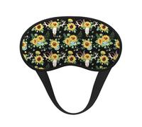 Kuilepa Sunflower Skull Boho Print Sleep Eye Mask for Men Women,Light Blocking Night Blindfold,Soft Eye Shade Cover for Travel