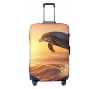 Kuilepa Sunset Dancing Dolphin Print Luggage Covers For Suitcase,Elastic Washable & Stretchable Suitcase Covers For Luggage, Anti-Scratch - Fits 18-32 Inch Luggage-No Luggage Included, Black, XL