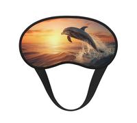 Kuilepa Sunset Dancing Dolphin Print Sleep Eye Mask for Men Women,Light Blocking Night Blindfold,Soft Eye Shade Cover for Travel