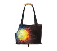 Kuilepa Tennis Ball On Fire and Water Print Dog Carrier for Small Dogs,Soft Sided Pet Carrier Bag with Pockets,Portable Medium Dog Puppy Large Cat Travel Handbag Tote for Hiking Traveling Outdoor