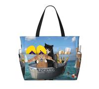 Kuilepa Two Brave Cats Are Floating On The Sea Iceberg Print Beach Pool Bags Tote For Women Ladies Large Gym Tote Carry On Bag For Weekender Travel Waterproof