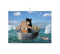 Kuilepa Two Brave Cats Are Floating On The Sea Iceberg Print Dish Drying Mat For Kitchen Counter Drying Mats Microfiber Kitchen Countertop Protector Dishes Pad Large18x24 Inch