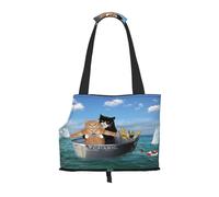 Kuilepa Two Brave Cats are Floating On The Sea Iceberg Print Dog Carrier for Small Dogs,Soft Sided Pet Carrier Bag with Pockets,Portable Medium Dog Puppy Large Cat Travel Handbag Tote