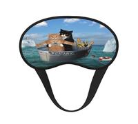 Kuilepa Two Brave Cats are Floating On The Sea Iceberg Print Sleep Eye Mask for Men Women,Light Blocking Night Blindfold,Soft Eye Shade Cover for Travel
