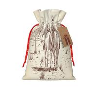 Kuilepa Two Cowboys Riding Horses In The Desert Print Linen Burlap Bags With Gift Tags,Gift Bags Wedding Party,Christmas Birthday Presents For Party Home Supplies