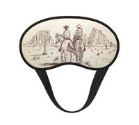Kuilepa Two Cowboys Riding Horses in The Desert Print Sleep Eye Mask for Men Women,Light Blocking Night Blindfold,Soft Eye Shade Cover for Travel